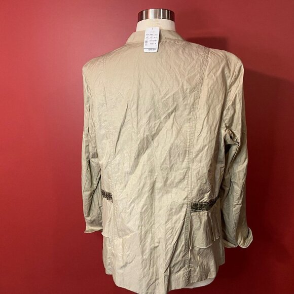 CJ Banks Women's Beige Hook & Eye Lined Jacket - Size X 14W - NWT $79.50 - Picture 3 of 5